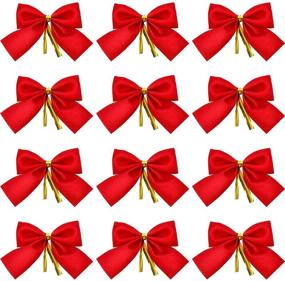 img 4 attached to 🎀 96-Pack Red Mini Velveteen Christmas Bow Decorations for Xmas Tree - 3.15 Inch Ornaments for Party, Gift, DIY Décor
