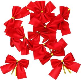 img 2 attached to 🎀 96-Pack Red Mini Velveteen Christmas Bow Decorations for Xmas Tree - 3.15 Inch Ornaments for Party, Gift, DIY Décor