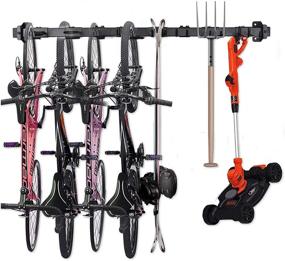 img 4 attached to VUYUYU Bike Storage Rack: Wall Mount for 4 Bicycles and Heavy Duty Tools; Ideal for Home & Garage