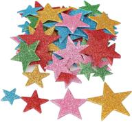 fun and vibrant 210 piece glitter foam stickers - self adhesive star shaped wall stickers for kids' crafts and party decorations (4 sizes included) logo