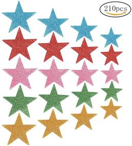 img 3 attached to Fun and Vibrant 210 Piece Glitter Foam Stickers - Self Adhesive Star Shaped Wall Stickers for Kids' Crafts and Party Decorations (4 Sizes Included)