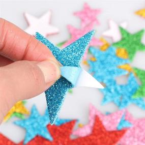 img 1 attached to Fun and Vibrant 210 Piece Glitter Foam Stickers - Self Adhesive Star Shaped Wall Stickers for Kids' Crafts and Party Decorations (4 Sizes Included)