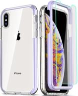 📱 coolqo iphone x/xs case 5.8 inch - purple | 360 full body coverage silicone, military protective, shockproof phone cover with 2 tempered glass screen protectors logo