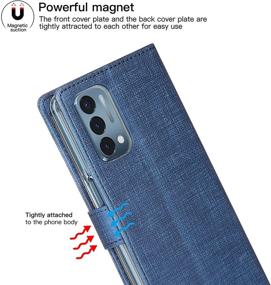 img 1 attached to Foluu OnePlus Nord N200 5G Wallet Case - Canvas Flip/Folio Design with Strong Magnetic Closure - Blue