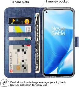 img 2 attached to Foluu OnePlus Nord N200 5G Wallet Case - Canvas Flip/Folio Design with Strong Magnetic Closure - Blue