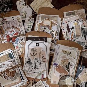 img 4 attached to 📦 180PCS Vintage Aesthetic Stickers Pack for Scrapbooking, SOYZMYX Decorative Antique Retro Natural Collection, Diary Journal Embellishment Supplies Washi Paper Sticker for Craft and Journaling