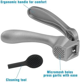 img 3 attached to 🧄 Garlic Press Professional - Easy Squeeze Garlic Mincer with Ergonomic Handle, Rust-Proof, Ginger Press and Dishwasher Safe Garlic Crusher Including Handy Cleaning Brush