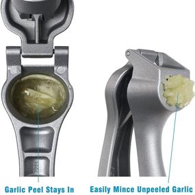 img 2 attached to 🧄 Garlic Press Professional - Easy Squeeze Garlic Mincer with Ergonomic Handle, Rust-Proof, Ginger Press and Dishwasher Safe Garlic Crusher Including Handy Cleaning Brush