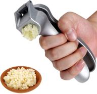 🧄 garlic press professional - easy squeeze garlic mincer with ergonomic handle, rust-proof, ginger press and dishwasher safe garlic crusher including handy cleaning brush logo