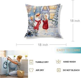 img 2 attached to Blue Snowman Christmas Decorative Throw Pillow Covers - Set of 4, 18X18 Inch - Xmas Home Decorations