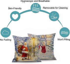 img 1 attached to Blue Snowman Christmas Decorative Throw Pillow Covers - Set of 4, 18X18 Inch - Xmas Home Decorations