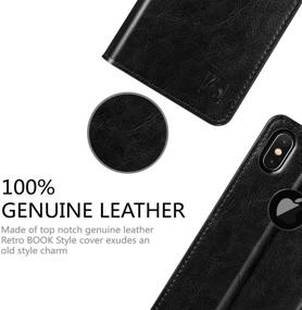 img 3 attached to 📱 Belemay iPhone X Wallet Case: Cowhide Leather Folio with RFID Blocking, Card Holder, Kickstand, Cash Pocket - Stylish Flip Cover for iPhone X/10 (Black)