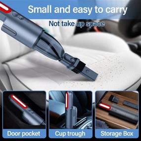 img 2 attached to 🚗 Portable Rechargeable Car Vacuum Cleaner: Mini Cordless Handheld Dust Buster with LED & SOS Light, Carrying Pouch & Stainless Steel HEPA Filter