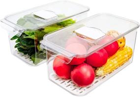 img 3 attached to 🥦 Slideep Refrigerator Food Storage Containers: Keep Your Produce Fresh with Stackable Containers and Removable Drain Tray – 2 Pack