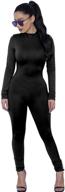 mealiya women's long sleeve jumpsuits – high neck, zipper closure, bodycon fit, complete outfit logo