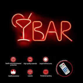 img 3 attached to 🍻 Bar Neon Signs Light Up Beer - 8 LED Lighting Modes with Remote Control - USB/AA Battery-Powered Wall Decor for Home Bar, Birthday Party, Wedding, Christmas - Red (21.9x10x0.79inch)