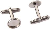 🔘 shunae 10pcs stainless steel blank cufflink bases: round cabochon setting trays for men cuff button diy making (12mm) logo