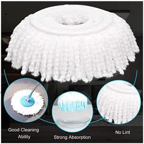 img 2 attached to 🧹 ANSLYQA 6+2 Pack Spin Mop Replacement Heads (6.3 Inch Diameter) Microfiber Refills for EasyWring 360° Spin Mop, Including Cleaning Cloths, Round, White