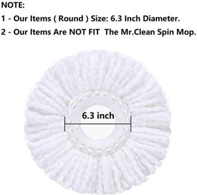 img 3 attached to 🧹 ANSLYQA 6+2 Pack Spin Mop Replacement Heads (6.3 Inch Diameter) Microfiber Refills for EasyWring 360° Spin Mop, Including Cleaning Cloths, Round, White