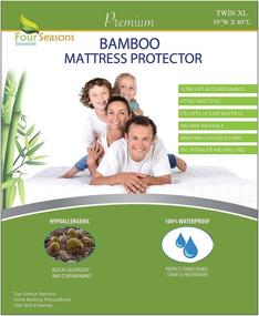 img 4 attached to Премиумный гипоаллергенный защитный чехол для матраса из бамбука - Водонепроницаемый простынь с эластичной резинкой XL | Защищает от аллергенов, пыли и проливов