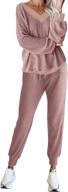 👚 lyhnmw women's pajama set 2 piece outfit - waffle knit v-neck sweatsuits jogger pants tracksuits lounge set logo