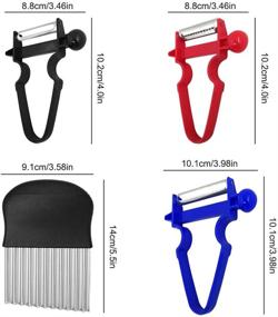 img 2 attached to 🥕 Набор из 3 овощных очистителей со складочным ножом - FineGood овощечистка с лезвием из нержавеющей стали для картофеля фри, чипсов и фруктовых ножей для нарезки