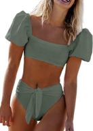 dokotoo swimsuits sleeves bandeau waisted women's clothing and swimsuits & cover ups logo