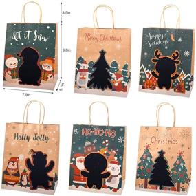 img 3 attached to 🎁 12 Medium Kraft Christmas Gift Bags with Tissue Paper, Wooden Pens - TOMNK Bulk Goody Bags for DIY, Favor Bags, Party Supplies