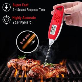 img 3 attached to Red KTKUDY Instant Read Meat Thermometer - Digital Kitchen Cooking 🌡️ Food Candy Thermometer Waterproof with Magnet for BBQ Smoker and Oven Grill