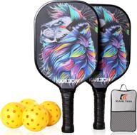 🦁 karltion pickleball paddle set, classic lightweight pickleball craft rackets (2 graphite paddles), usapa standard + 4 outdoor balls and portable bag, lion pattern design логотип