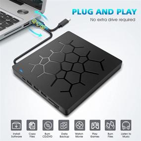 img 3 attached to 📀 UHNDY External DVD Drive with USB 3.0, Type-C CD/DVD Burner for Laptop, Ultra Slim, 4 USB Ports, 2 SD Card Slots, Mac/PC Windows 11/10/8/7 Linux OS-Compatible