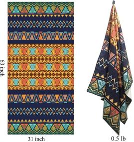 img 3 attached to 🏖️ Clearance Sale: Romuyok Microfiber Beach Towels Oversized - Sandfree, Absorbent & Quickdry (31" x 63") for Camping & Traveling - Bohemia Pattern