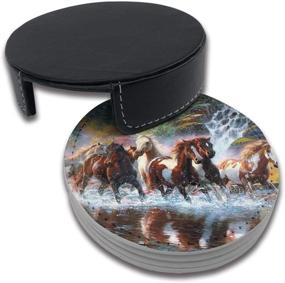 img 2 attached to 🐴 Authentic American Indian Horse Coasters: Ideal for Protecting Your Surfaces with Cultural Excellence