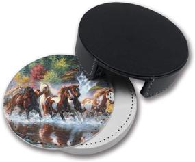 img 1 attached to 🐴 Authentic American Indian Horse Coasters: Ideal for Protecting Your Surfaces with Cultural Excellence