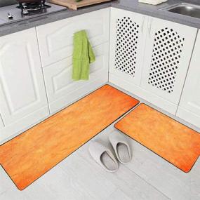 img 3 attached to Gesmatic Farmhouse Kitchen Rugs: Washable Non-Slip Microfiber Mats in Orange Color, Ideal for Coffee & Bathroom Walls - 2 Piece Set