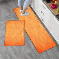 gesmatic farmhouse kitchen rugs: washable non-slip microfiber mats in orange color, ideal for coffee & bathroom walls - 2 piece set logo