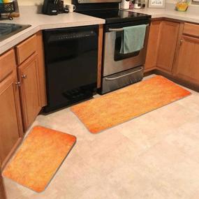 img 2 attached to Gesmatic Farmhouse Kitchen Rugs: Washable Non-Slip Microfiber Mats in Orange Color, Ideal for Coffee & Bathroom Walls - 2 Piece Set