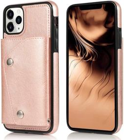 img 3 attached to Keep Your iPhone 11 Pro Safe and Secure with LUVI's Card Holder Case with Multiple Strap Options in Rose Gold PU Leather