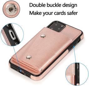 img 1 attached to Keep Your iPhone 11 Pro Safe and Secure with LUVI's Card Holder Case with Multiple Strap Options in Rose Gold PU Leather