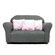 🛋️ keet plush kids sofa set with coordinating pillows, charcoal/pink logo