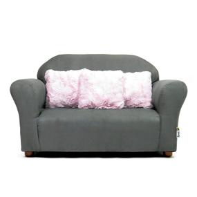 img 4 attached to 🛋️ Keet Plush Kids Sofa Set with Coordinating Pillows, Charcoal/Pink