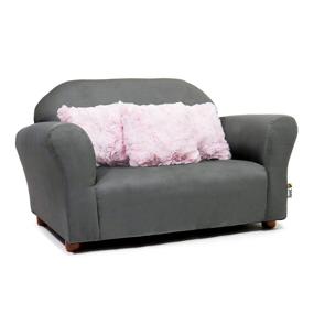 img 3 attached to 🛋️ Keet Plush Kids Sofa Set with Coordinating Pillows, Charcoal/Pink