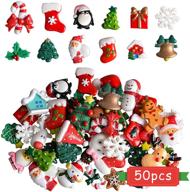kalolary 50pcs christmas miniature craft resin ornaments: santa, snowman, tree, bell - decorate crafts, scrapbooking, and diy projects logo