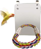 🦜 enhance bird cage environment with kathson bird perch stand cotton rope: includes mirror, swing, and paw grinding toys for parakeets, cockatoos, african greys, and macaws logo
