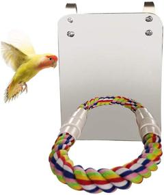 img 4 attached to 🦜 Enhance Bird Cage Environment with Kathson Bird Perch Stand Cotton Rope: Includes Mirror, Swing, and Paw Grinding Toys for Parakeets, Cockatoos, African Greys, and Macaws