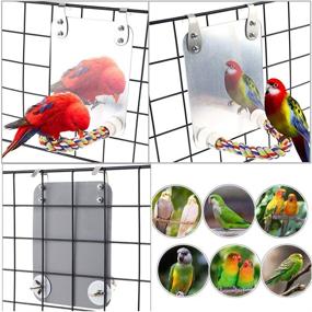 img 3 attached to 🦜 Enhance Bird Cage Environment with Kathson Bird Perch Stand Cotton Rope: Includes Mirror, Swing, and Paw Grinding Toys for Parakeets, Cockatoos, African Greys, and Macaws