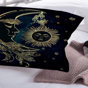 img 3 attached to 🌙 Sun and Moon Stars Quilt Set Queen - Black Bedding Bedspread Set Coverlet with 2 Pillowcases - Soft Microfiber Bedding 90x90 inches: Luxurious and Stylish!