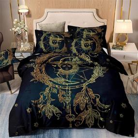 img 4 attached to 🌙 Sun and Moon Stars Quilt Set Queen - Black Bedding Bedspread Set Coverlet with 2 Pillowcases - Soft Microfiber Bedding 90x90 inches: Luxurious and Stylish!