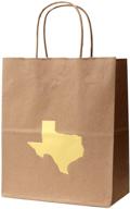 🎁 texas themed gift bag with gold foil state of texas | cub size kraft bag 8 x 4 3/4 x 10 1/4 inches logo