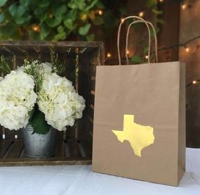 img 3 attached to 🎁 Texas Themed Gift Bag with Gold Foil State of Texas | Cub Size Kraft Bag 8 x 4 3/4 x 10 1/4 Inches